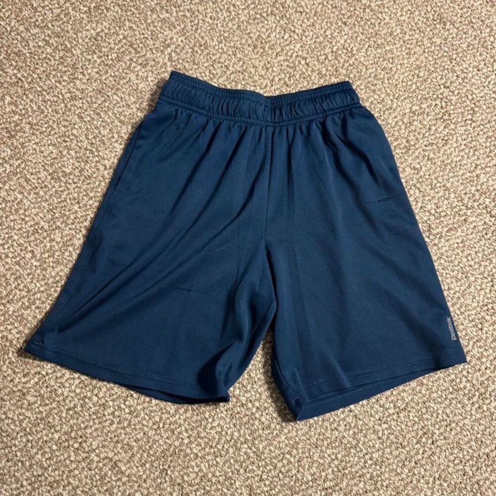 Reebok Athletic Shorts Boys Youth Kids Medium Navy Blue Basic Mesh Shorts